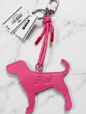 PINK CORDED DOG KEYCHAIN CHARM